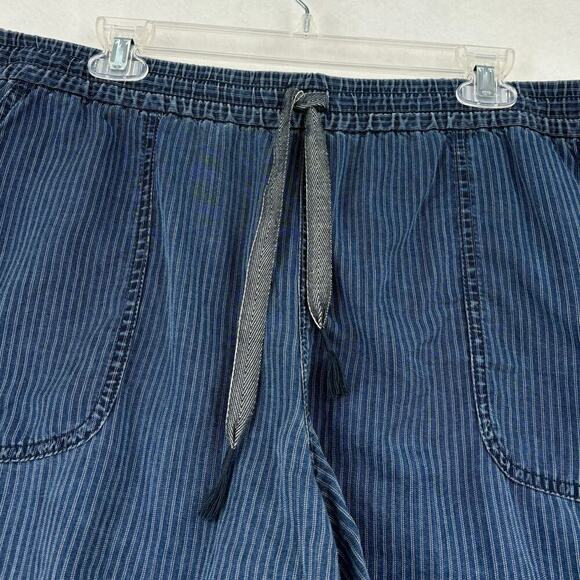 J Crew Seaside Shorts Size XL Indigo Blue Stripe High Rise Pull On Drawstring - Picture 4 of 11